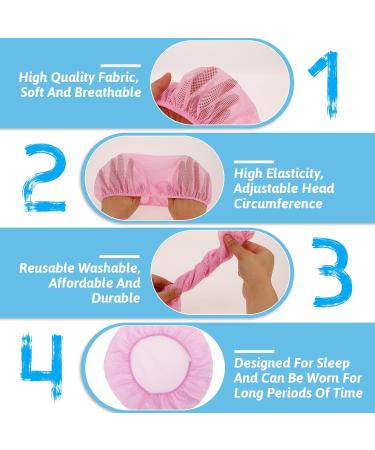 Jeffdad 4-Piece Sleeping Hair Network: Adjustable Mesh Bonnet & Night Hat for Women - Soft Elastic Chef Caps in Pink & White - Buy Online on GoSupps.com