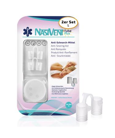 Nasivent Tube Plus - Premium Anti Schnarch Medium - (2x gr. S) - Nasal silator - to improve nasal breathing - easy use - with storage box - Transparent S (2 Series)
