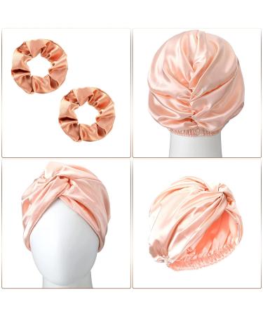 Silk Cap, Pillowcase, Bonnet, Wrap, Scrunchies, Hair Ties Set - Rose Gold Pink | For Women & Girls - Buy Online on GoSupps.com