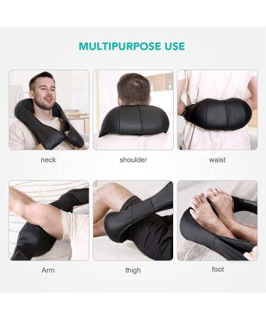 Electric Shiatsu Neck Shoulder Massager with Heat for Deep Tissue Relief - Perfect Christmas Gift in Black - Buy Online on GoSupps.com
