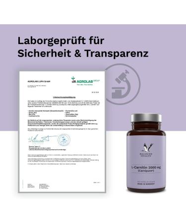 L-Carnitine 2000 mg - 120 Vegan Capsules | Raw Material Carnipure by Lonza | High-Dosed Laboratory Tested Made in Germany - Boost Your Vitality! - Buy Online on GoSupps.com