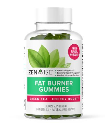 Zenwise Fat Burner Gummies - Appetite Suppressant for Weight Loss with Green Tea Extract and Garcinia Cambogia for Metabolism Plus Green Coffee Bean and Raspberry Ketone - 60 Count Apple Gummies