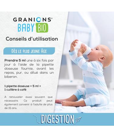 Granions Baby Bio Digestion - Certified Organic - Facilitates Digestion - Comfort - Fennel + Orange Blossom + Chamomile - Fro - Buy Online on GoSupps.com