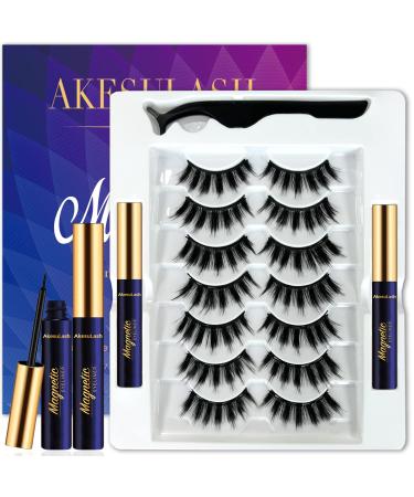 Magnetic Eyelashes Natural Look 7 Pairs Magnetic Lashes with 2 Tube of Magnetic Eyeliner Reusable Lightweight Soft and Comfortable All Eye Shapes Easy to Apply Cruelty Free