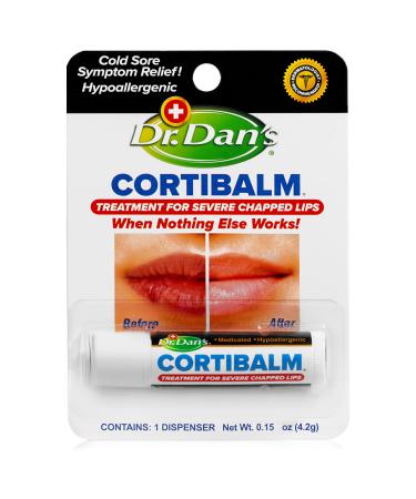 Dr. Dan's Cortibalm- 1 Pack - for Dry Cracked Lips - Healing Lip Balm for Severely Chapped Lips - Designed for Men Women and Children