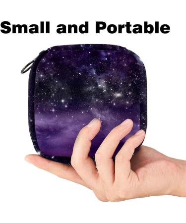 Shop Stylish Storage Bags for Women's Bandages Portable Menstrual Pad Holders Violet Glitter Starry Sky Design - Buy Online on GoSupps.com