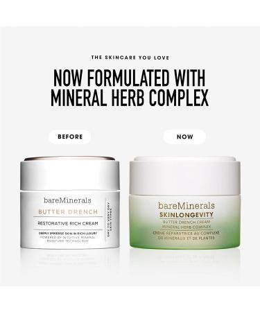 bareMinerals Butter Drench Restorative Rich Face Cream Hydrating Face Lotion for Dry Skin Boosts Moisture Retention Soothes & Nourishes Non-Comedogenic Vegan Mineral Herb Complex - Buy Online on GoSupps.com