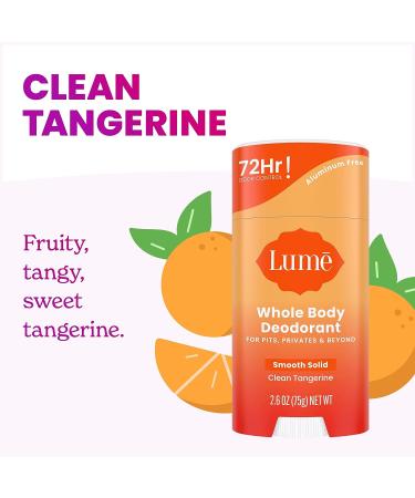 Lume Whole Body Deodorant Stick - 72-Hour Odor Control - Aluminum and Baking Soda Free - Skin Safe - 2.6 oz (Clean Tangerine) - Buy Online on GoSupps.com
