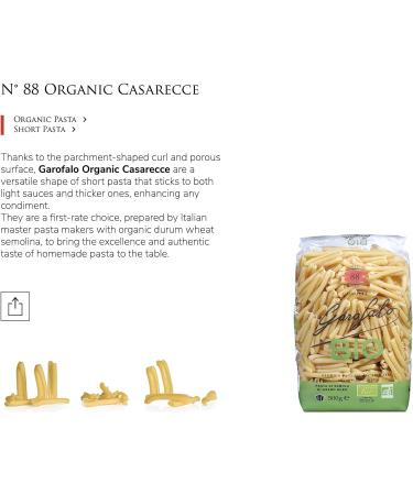 Garofalo Organic Casarecce Pasta 500g - Premium Quality Italian Pasta - Buy Online on GoSupps.com