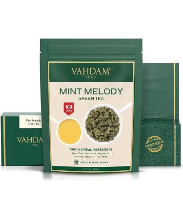 Vahdam Mint Melody Green Tea (200g) - Peppermint & Pure Green Tea | Gluten-Free | Fresh from India | Best Iced/Hot Tea - Buy Online on GoSupps.com
