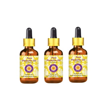 Deve Herbes Pure Pistachio Oil Pistacia Vera with Glass Dropper 100 Natural Therapeutic Grade Cold Pressed for Personal Care Pack of Three 100ml X 3 10 oz