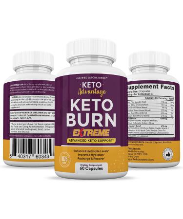 Keto Advantage Keto Burn Extreme Pills 1675MG New & Improved Formula Contains Apple Cider Vinegar Extra Virgin Olive Oil Powder Green Tea Leaf 60 Capsules - Buy Online on GoSupps.com