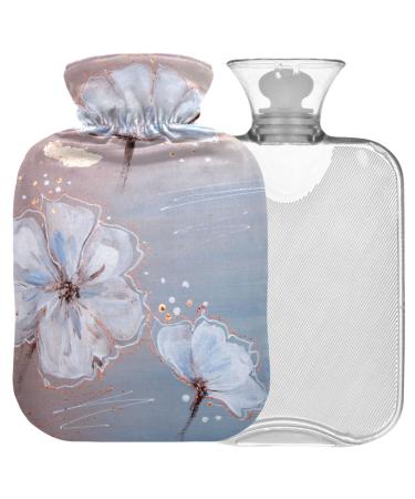 Naanle white flowers heat bottle with reference transparent hot water bottle 1l heat bottle for bed handfeers Warmer pain relief heat and cold therapy