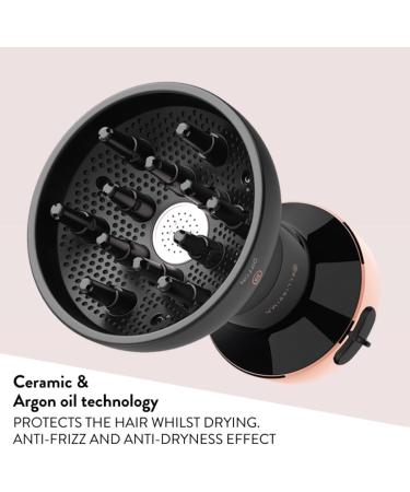 Bellissima Ceramic Diffon Hot Air Diffuser for Curly Hair | 2 Air/Temperature Combinations | Gentle Heat Technology | Frizz-Free Curls | 700W UK Plug | Black/Rosegold - Buy Online on GoSupps.com