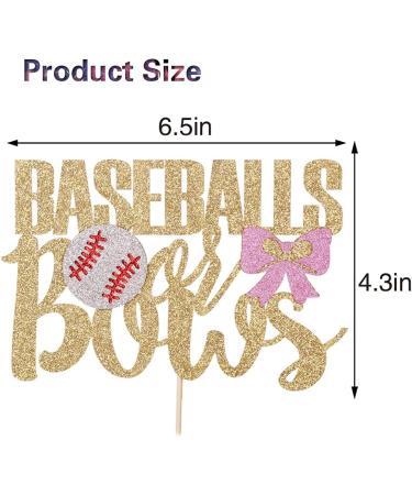 Qerleny baseballs or bows cake topper glittering gender reveal baby shower party decoration his or her boy or girl cake decoration - Buy Online on GoSupps.com