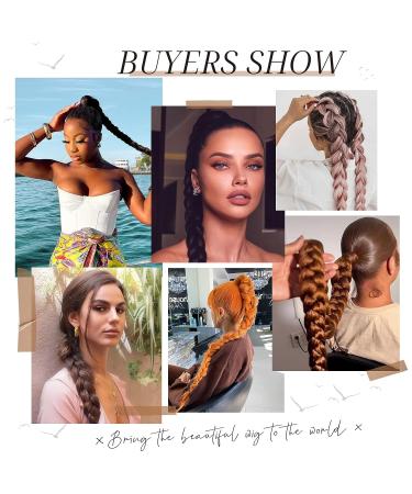 HAIRCUBE Long Braided Ponytail Extension | Wrap Around Hair Extensions | Synthetic Hair Piece for Women | 32 Inch 150g | Black Brown - Buy Online on GoSupps.com