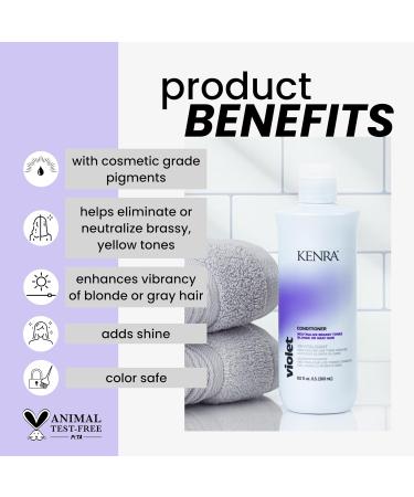 Kenra Violet Conditioner 10.1 oz | Eliminate Brassy Tones & Neutralize Yellow | Moisturizes Blonde & Gray Hair | Color Safe Purple Conditioner - Buy Online on GoSupps.com