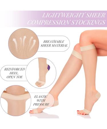 6 Pairs Open Toe Sheer Compression Socks 20-30mmHg Graduated Knee High Stockings for Women Large Size - Buy Online on GoSupps.com