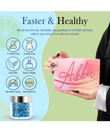 Aikker 27 Pcs Nail Dip Powder Kit: 20 Summer Colors Glitter All-in-one Dipping Powder System - Quick Dry Formula with Essential Liquids & Tools | Perfect Graduation Gift (AK39) - Buy Online on GoSupps.com