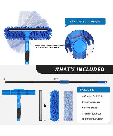 VITEVER Professional Window Squeegee Cleaner Tool with Extension Pole - 2-in-1 Scrubber Cleaning Kit - Buy Online on GoSupps.com