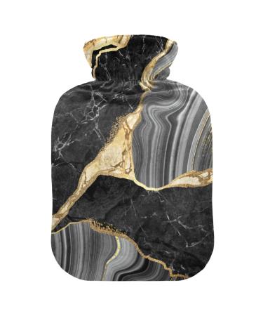Golden black marble heat bottle with reference heat bottles for pain relief hot water bottle heating bottles for children and adults 1 l