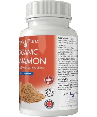 Organic Vegan Cinnamon Capsules x 90 - 500mg, Soil Association Certified, Gluten & GM Free - Buy Online on GoSupps.com