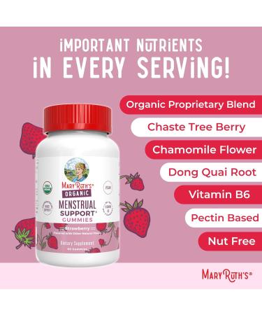Organic Menstrual Support Gummies by MaryRuth's | for The Relief of Common Symptoms of Premenstrual Syndrome | PMS Support | Premenstrual Mood Support | USDA Organic | Non-GMO | Vegan | 30 Servings - Buy Online on GoSupps.com
