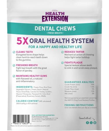 Health Extension Fresh Breath Dental Bones for Dogs - 14 Small Bones for Dental Health & Puppy Training  - Buy Online on GoSupps.com