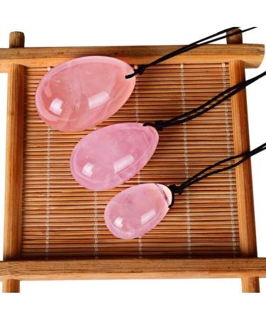 HEALLILY Yoni Eggs for Women - Nephrite Jade & Drilled Quartz Kegel Training - Pelvic Floor Muscle Exercise - Pink 45x30mm - Buy Online on GoSupps.com