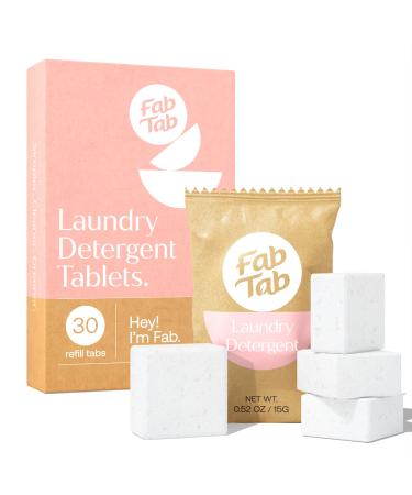 Plastic - Free Laundry Detergent Tablets - Gentle Laundry Tablets - Natural Cleaning Products - Plant-Based - No Harsh Chemicals - Removes Stains - Fresh Laundry Scent -30 Tablets