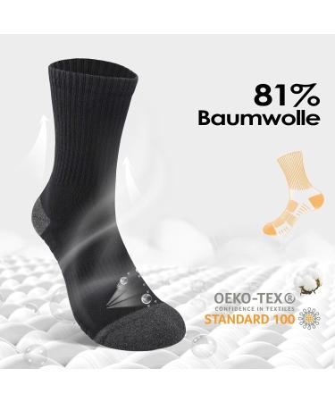 YouShow Tennis Socks 6 Pack - Men & Women Sports Cotton Crew Socks | Breathable & Cushioned | Size 43-46 | Classic Black - Buy Online on GoSupps.com