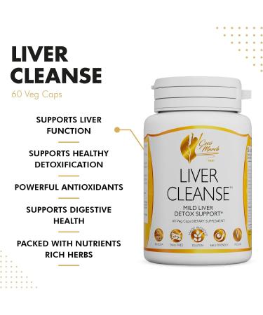 Coco March Liver Cleanse - Plant-Based Liver Support for Digestive Health - Gluten, Soy, Dairy-Free Vegan Formula - 60 Capsules - Buy Online on GoSupps.com
