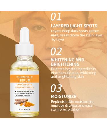 Turmeric face seruem Dark Spot Remover Essence Turmeric Serums for face Brightens Skin Tone Moisturizes Hydrates Lightens Age-Spots Acne Reduce Fine Lines Facial Care Anti-Aging Serum - Buy Online on GoSupps.com