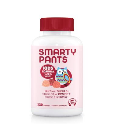 SmartyPants Kids Formula Daily Gummy Multivitamin: Vitamin C, D3, and Zinc for Immunity, Gluten Free, Omega 3 Fish Oil, Vitamin B6, B12, Cherry Berry, 120 Count (30 Day Supply) Kids Formula - Cherry Berry