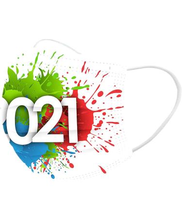 ZQP BEUU 10PCS 2021 Happy New Year Disposable_Face_Mack for Adults 3-ply Non-Woven Fabric with Elastic Earloops Fireworks Camouflage Face Bandanas for Women Men Face Balaclava - Buy Online on GoSupps.com
