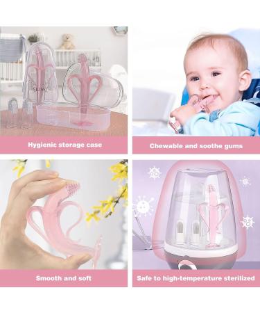 SILIVO Silicone Banana Teether for Babies - Training Finger Toothbrush with Storage Case - Pink - Buy Online on GoSupps.com