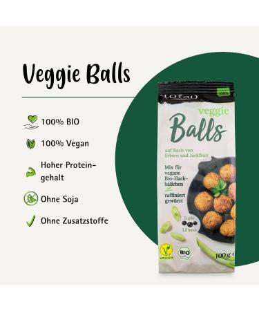 Spicy Lotao Veggie Balls | Vegan Meat Replacement | 3x100g Organic Pea Protein & Jackfruit Mix | Healthy Additive-Free Fricades & Boulettes - Buy Online on GoSupps.com