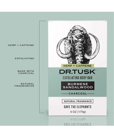 DR. TUSK Men's Exfoliating Soap Bar | Natural Activated Charcoal & Caffeine | USA-Made 6oz Burmese Sandalwood - Buy Online on GoSupps.com