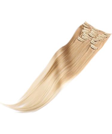 Balayage Mixed Blonde Color Clips In Human Blend Hair Extension Hair Piece Hair Pad Natural Straight 8 Pieces 140 Gram Hand Made Double Drawn Women Hair Extension Balayage Mixed Blonde 24 - Buy Online on GoSupps.com