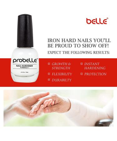 Probelle Nail Hardener Formula 1 - Extra Strong Treatment for Brittle Nails | Repair, Grow, and Restore Weak Nails | Helps with Splitting, Breaking, and Peeling Nails | Sheer White 0.51 Fl Oz - Buy Online on GoSupps.com