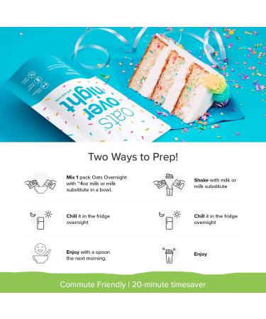 Oats Overnight Birthday Cake Shake - High Protein, Low Sugar, Gluten Free, Non GMO Oatmeal - 8 Pack 2.7 oz Meals - Buy Online on GoSupps.com