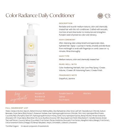 INNERSENSE Organic Beauty Color Radiance Daily Conditioner - 10oz, Non-Toxic & Cruelty-Free - Buy Online on GoSupps.com