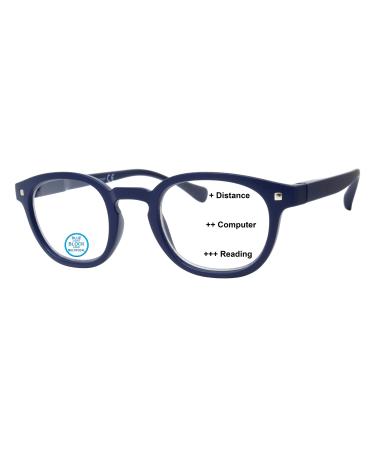 Joseph Progressive Reading Glasses, Trifocal Blue Light Blocking Readers For Men Women,No Line Multifocal Readers Blue 1.0 x
