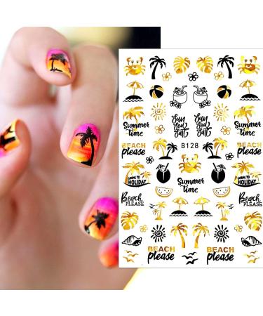 12 Sheets Beach Nail Art Stickers Decals Self Adhesive Coconut Summer Whale Fish Sea Ocean Shell Marine Life Summer Design Manicure Tips Nail Decoraci n para U as for Women Girls - Buy Online on GoSupps.com