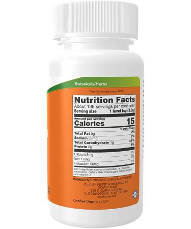 Now Foods Organic Spirulina Powder 1 lb - Superfood Nutrition Boost - Buy Online on GoSupps.com
