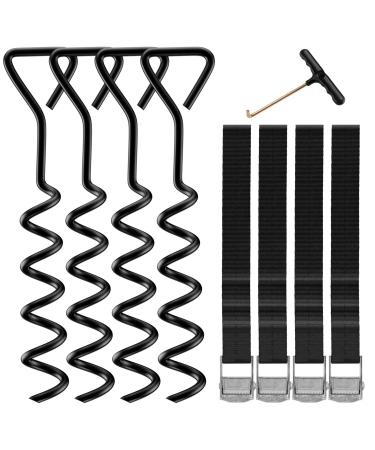 synoratory Heavy Duty Trampoline Stakes Anchors High Wind,Galvanized Steel Trampoline Anchors Kit for 15ft,14ft,12ft,10ftTrampoline,15.8inch Ground Anchors Trampoline Accessories black