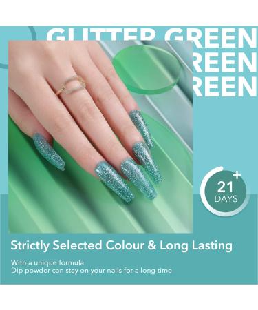 Shop Aokitec Green Dipping Powder Nails Set | 28g Glitter Mirror Nail Art for DIY & Salon | Perfect French Manicure Starter Kit - Buy Online on GoSupps.com