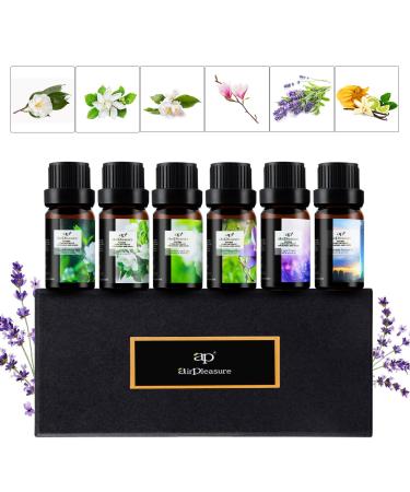 Flower Essential Oils Set 6x10ml Aromatherapy Oil Gift Kit for Diffuser Fragrance Humidifier Air Purifier- Gardenia Magnolia Shangri-La Jasmine White Tea Lavender Flower Scent 2.02 Fl Oz (Pack of 1)