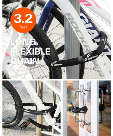 Sportneer Bike Chain Lock Heavy Duty 5-Digit Resettable Combination for Bikes, Bicycles, Scooters - Anti-Theft Security for Door, Gate, Fence - 3.6ft Black - Buy Online on GoSupps.com