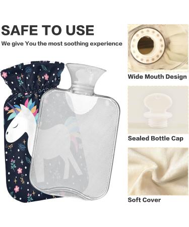 Unicorn Hot Water Bottle with Cover - 1L BPA Free | Small Pain Relief Bag for Bed Hands & Feet - Buy Online on GoSupps.com